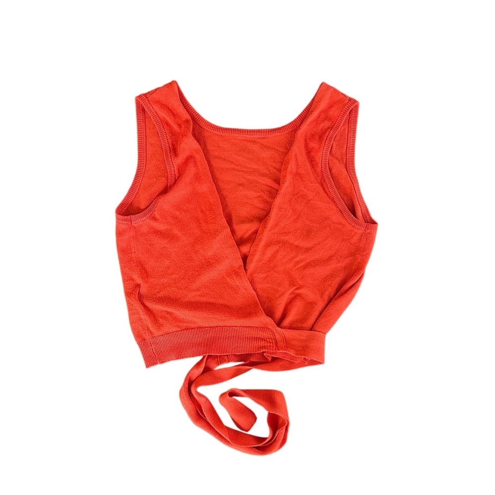 H&M Divided Bright Orange Knit Wrap Tie‎ Front Sleeveless Crop Top Tank Medium